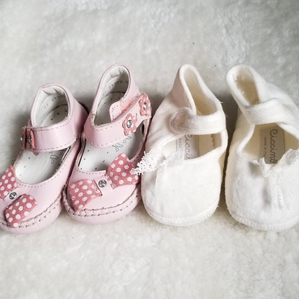 2 PAIRS NEWBORN SHOES SZ 17 BABY GIRL PINK